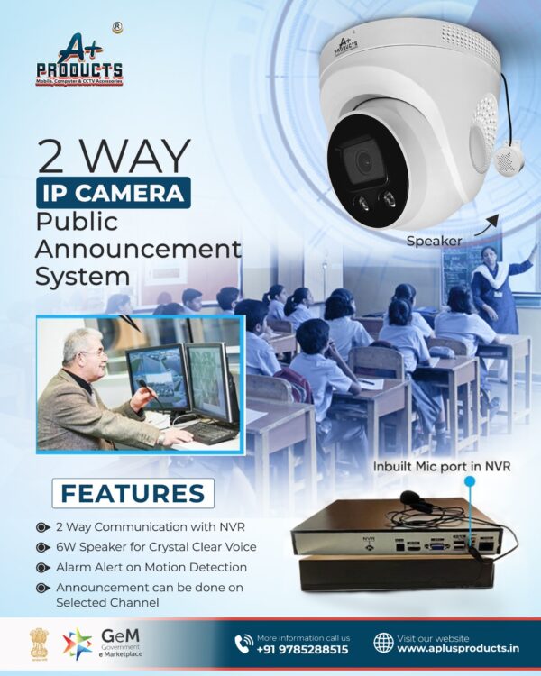 A+Products IP 5MP Dual Light Dome Camera 3.6mm With 2 Way Audio