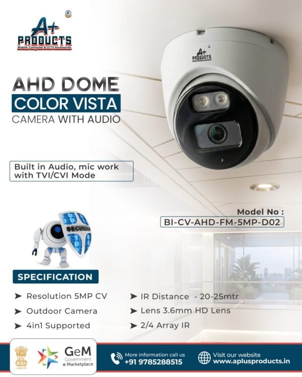 A+ PRODUCTS 5MP HD COLOR VIEW DOME CAMERA 3.6MM WITH AUDIO