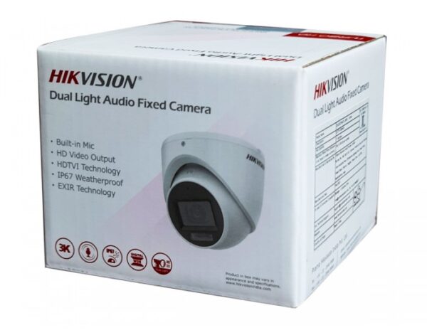 HIKVISION DOME 2MP (76D0T LMFS) 3.6 MM BUILT IN MIC WITH DUAL LIGHT 3K METAL