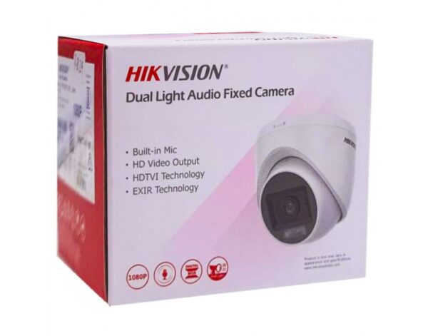 HIKVISION DOME 2MP (76D0TLPFS) 3.6MM BUILT IN MIC WITH DUAL LIGHT