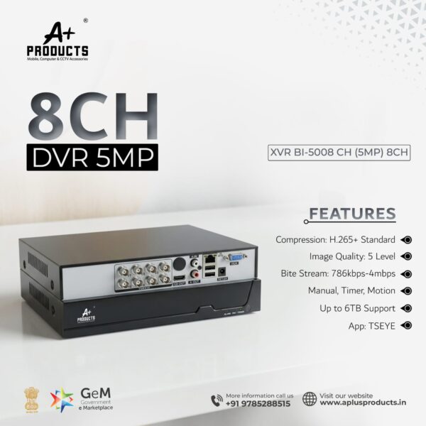 A+ PRODUCTS 8CH XVR UPTO 5MP SUPPORT
