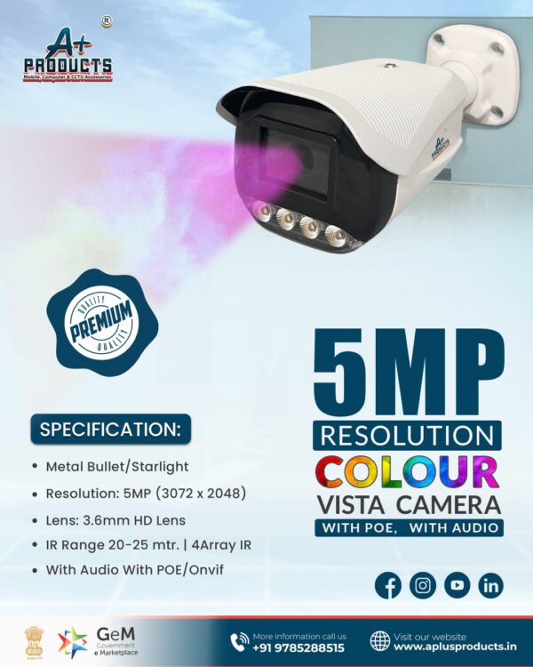 A+Products IP 5MP Dual Light Bullet Camera 3.6mm With Audio