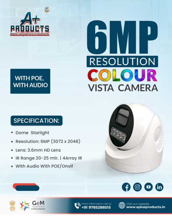 A+Products IP 6MP Dual Light Dome Camera 3.6mm With Audio Premium
