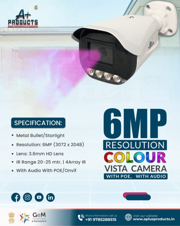 A+Products IP 6MP Dual Light Bullet Camera 3.6mm With Audio Premium