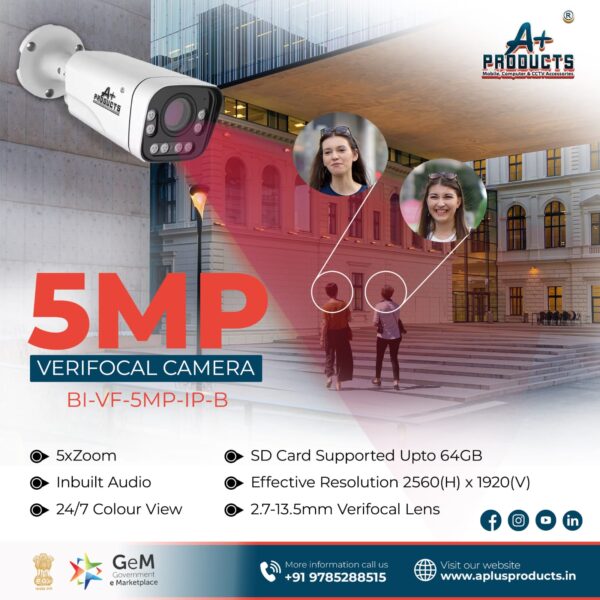 A+Products IP 5MP Varifocal ColorVu Bullet Camera 2.8 12mm (AP-VF-5MP-IP-B 2.8-12MM)