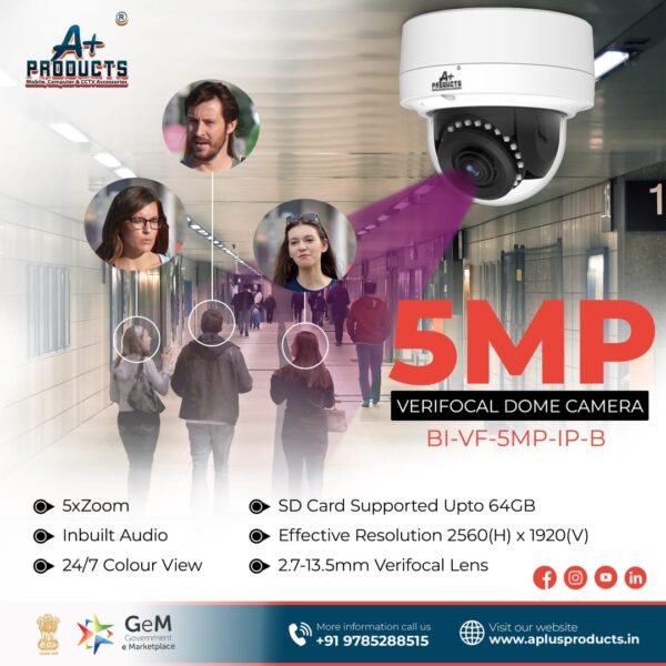 A+Products IP 5MP 4K HD Varifocal ColorVu Dome Camera 2.8 12mm (AP-VF-5MP-IP-D 2.8-12MM)