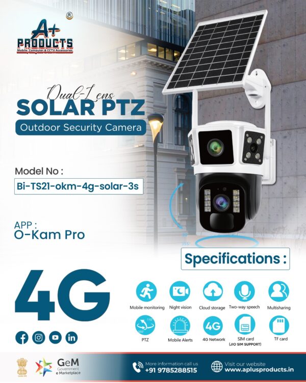 A+Products 2MP + 2MP 4G Dual Lens Solar PTZ Camera Night Color With Two Way Talk
