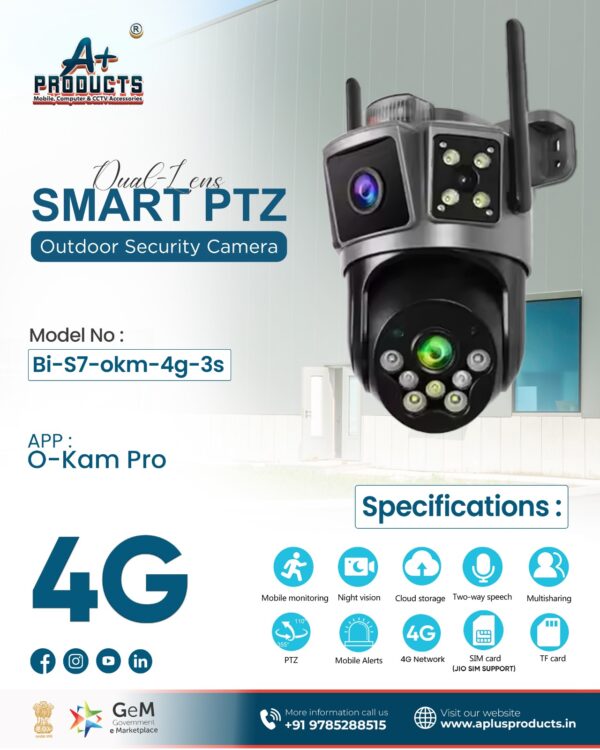 A+Products 2MP + 2MP 4G Dual Lens PTZ Night Color Camera With 2 Way Talk