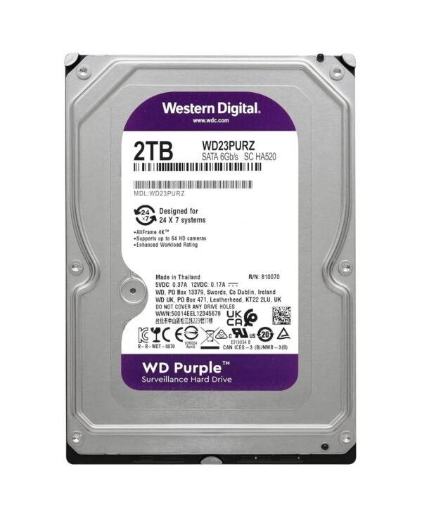 WD SURVEILLANCE HARD DISK 2TB PURPLE SATA 3.5 INCH