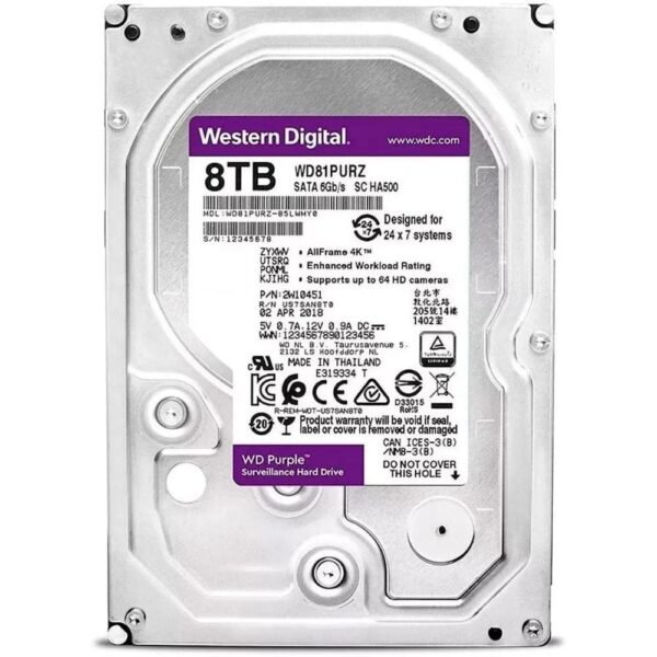 WD SURVEILLANCE HARD DISK 8TB PURPLE SATA 3.5 INCH