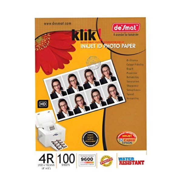 DESMAT GLOSSY PAPER 180GSM A4 WHITE INKJET PHOTO PAPER (20 SHEETS)