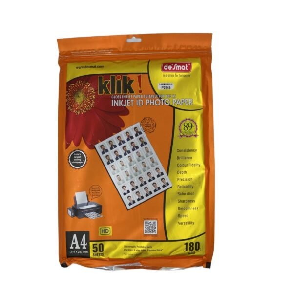 DESMAT GLOSSY 4x6 INCH 180 GSM INKJET PHOTO PAPER (100 SHEETS)