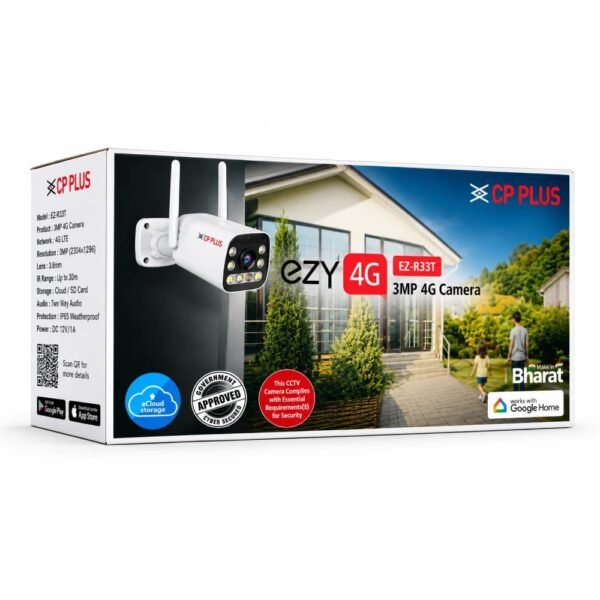 CP-PLUS 3MP 4G SMART FULL COLOUR BULLET CAMERA WITH 2 WAY AUDIO (EZ-R33T)