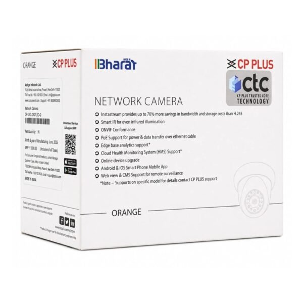 CP-PLUS 2MP IP DOME CAMERA 2.8MM WITH AUDIO (DA21L3C-Q)