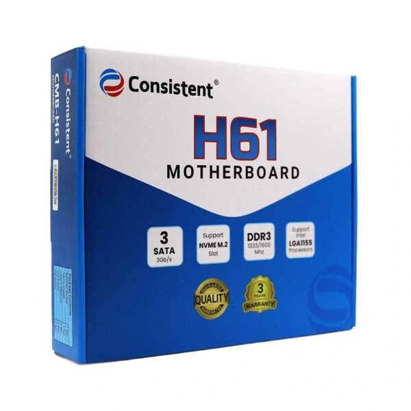 CONSISTENT H61 DDR3 MOTHERBOARD FOR 2ND | 3RD GEN WITH NVME SLOTS