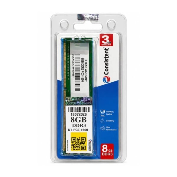 CONSISTENT DESKTOP RAM 8GB DDR3 1600MHZ