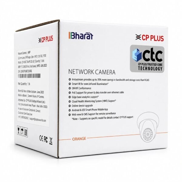 CP-PLUS 4MP IP DOME CAMERA 3.6MM WITH AUDIO (DA41L3C-D-Q)