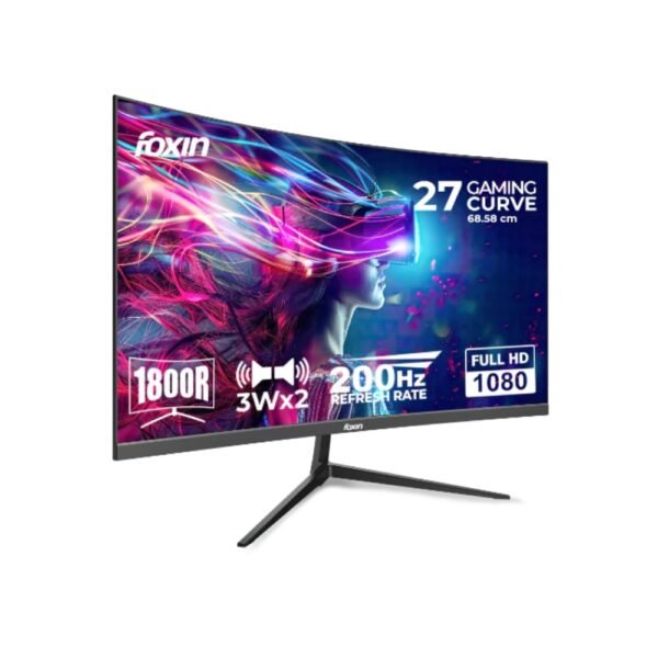 FOXIN LED MONITOR 27" CURVED FHD IPS 200Hz FOR GAMING WITH HDMI | DP | SPEAKER (PHANTOM)