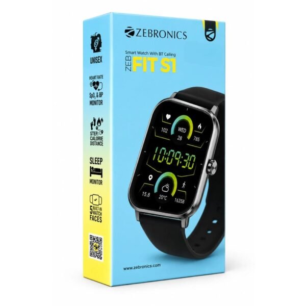 ZEBRONICS SMART WATCH 1.7" WITH BT CALLING FIT S1