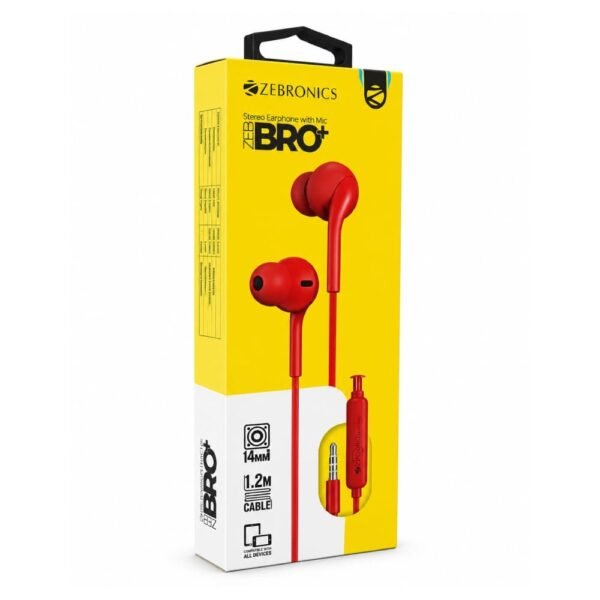 ZEBRONICS WIRED EARPHONE WITH MIC (BRO+)